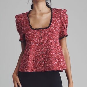 Anthropologie Maeve Puff Sleeve Baby Doll Top